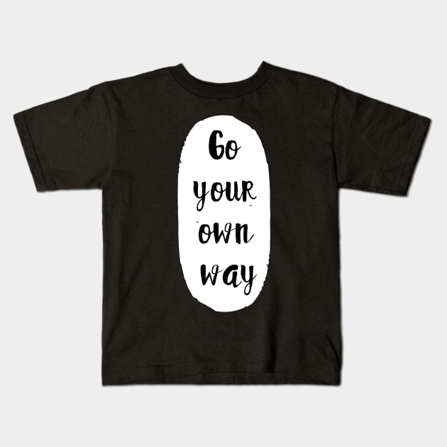 Go Your Own Way Abstract Shape Minimalist Blacj ans White Design Kids T-Shirt by zedonee